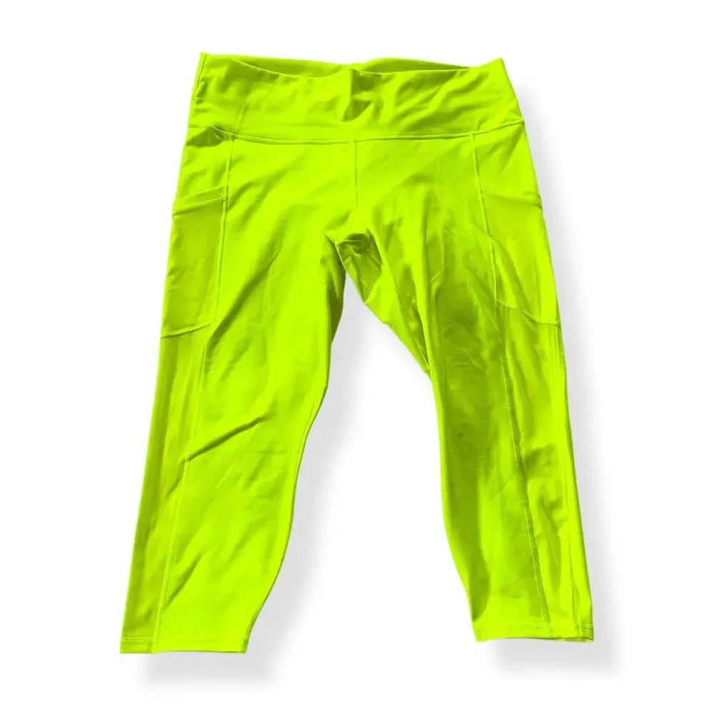 Fabletics neon yellow Power Hold On The Go High Waisted Capri leggings 2X 2XL - Picture 5 of 15